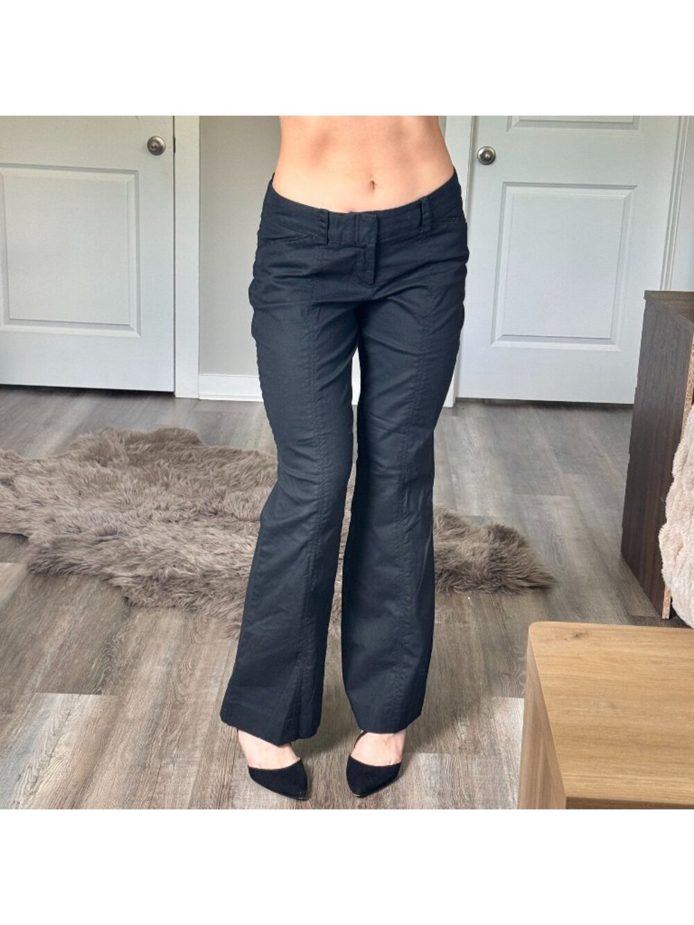 Y2K 2000s Mossimo Black Office Siren Low Rise Bootcut Trousers Womens 6 Stretch